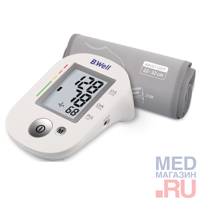 Тонометр B.Well PRO-35 (M) манжета (22-32 см), индикатор аритмии, шкала давления
Тонометр B.Well PRO-35 (M) манжета (22-32 см), индикатор аритмии, шкала давления