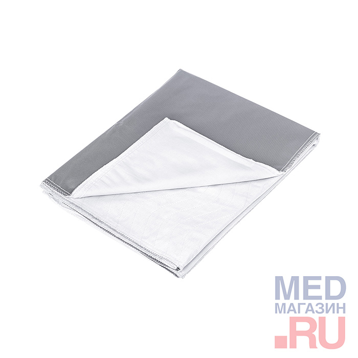 Пеленка впитывающая многоразовая с крыльями BESIDE волны, хлоп/полиэс, ПВХ, 80x90 см, бело-серая