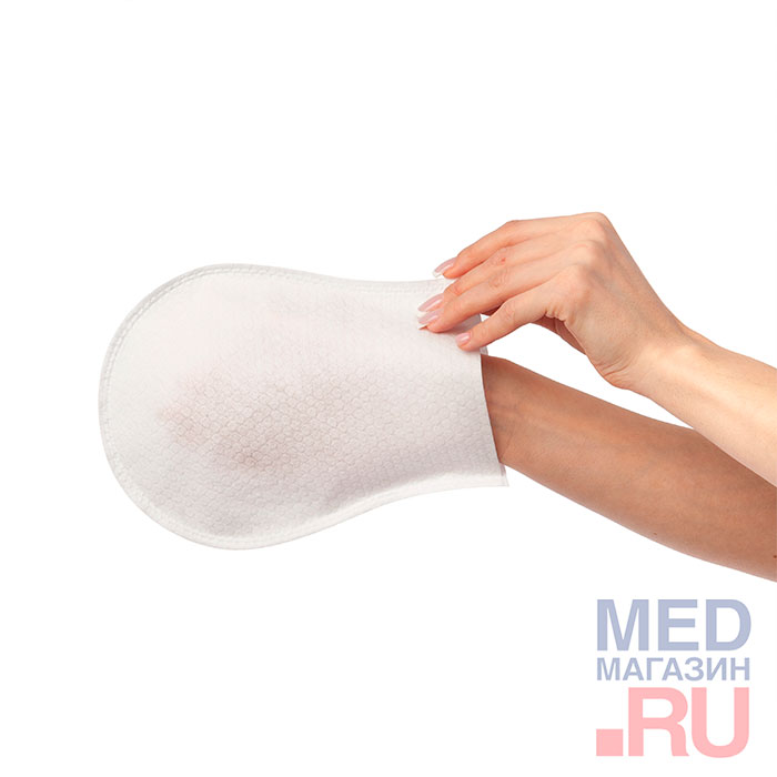 Рукавицы одноразовые пенообразующие для мытья тела, с пленкой, односторонние, 17х23 см, 30 шт Beside