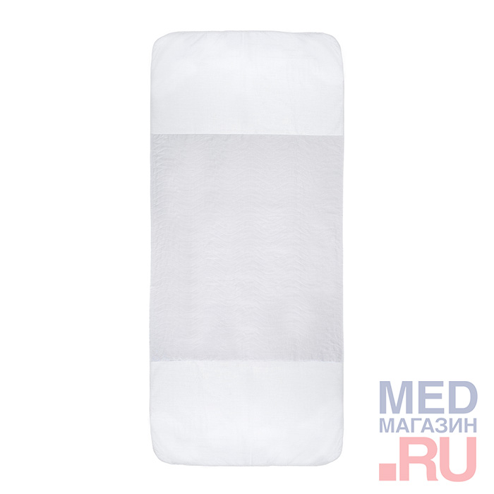 Пеленка впитывающая многоразовая с крыльями BESIDE волны, хлоп/полиэс, ПВХ, 80x90 см, бело-серая