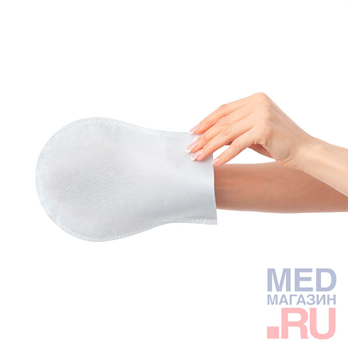 Рукавицы одноразовые пенообразующие для мытья тела, с пленкой, односторонние, 17х23 см, 30 шт Beside