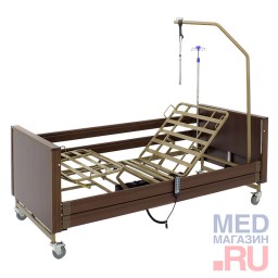 Кровать электрическая функциональная ЛДСП с матрасом YG-1 (КЕ-4024М-21) Med-Mos, коричневая