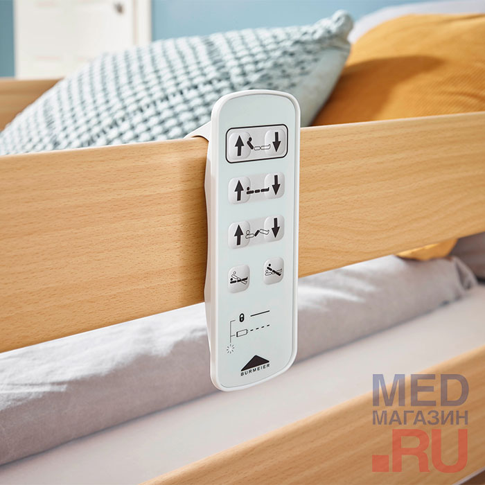 Кровать медицинская электрическая Burmeier Dali Standard с деревянными декоративными панелями, деревянными ламелями и матрасом