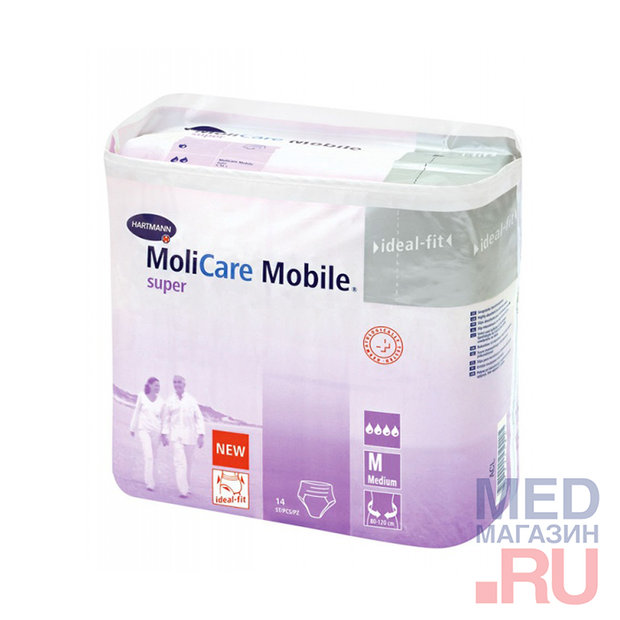 Трусы Molicare Mobile Super при недержании  (14 шт/уп)  (9158730, 4 капли, L)