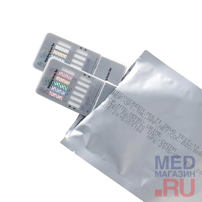 Тесты Narcoscreen для выявления наркотических веществ по моче (10 видов, уп. 10 шт)