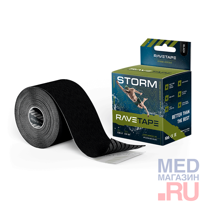 Кинезиотейп Ravetape Storm RVTS-55, 5м