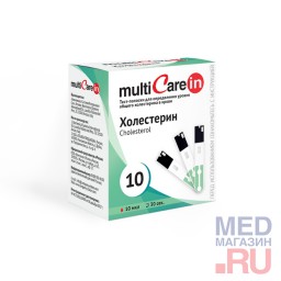 Тест-полоски Холестерин № 10 к анализатору MultiCare-in Тест-полоски Холестерин № 10 к анализатору MultiCare-in
