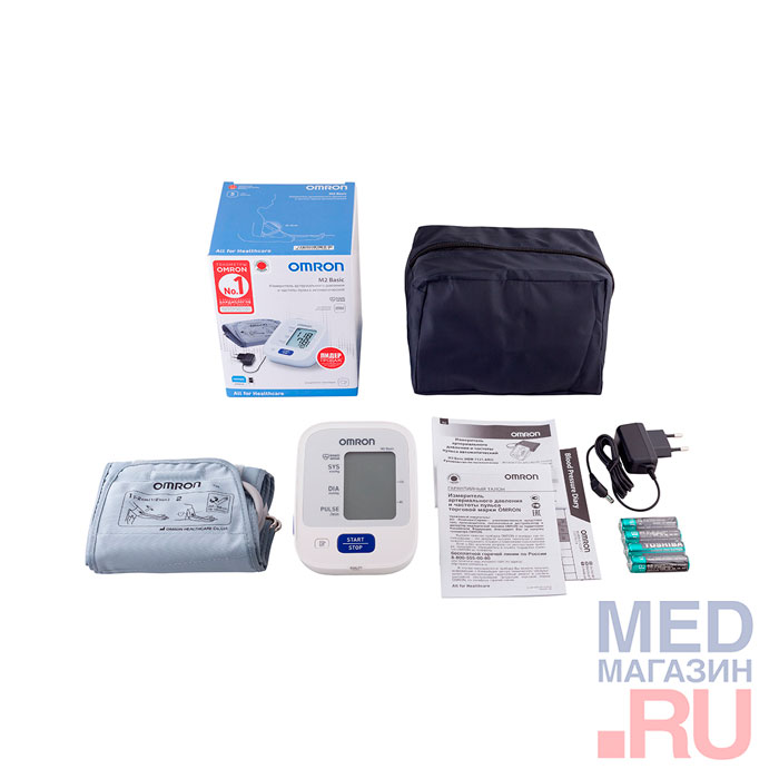 Автоматический тонометр Omron M2 Basic с адаптером и мажетой 22-32 см 