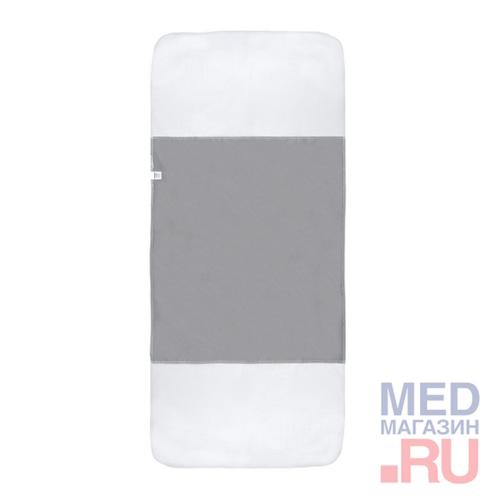 Пеленка впитывающая многоразовая с крыльями BESIDE волны, хлоп/полиэс, ПВХ, 80x90 см, бело-серая