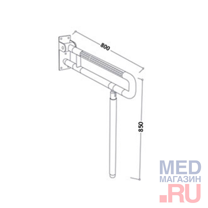 Поручень откидной с упором в пол для санитарно-гигиенических комнат 8848