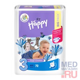 Подгузники детские с эластичными боковинками Bella Baby Happy Midi, 5-9 кг