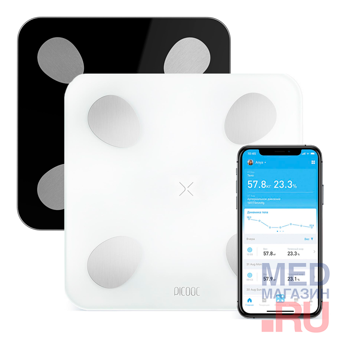 Купить Умные весы Picooc Mini Lite (Bluetooth, 26х26 см), черные, Китай
