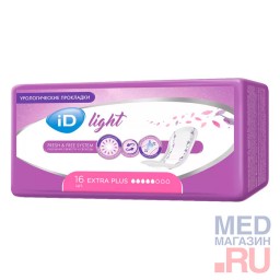 Прокладки урологические женские iD LIGHT EXTRA Plus, 16 шт./упак.