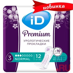 Прокладки урологические женские iD Premium Normal, 12 шт./упак.