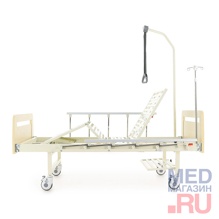 Кровать медицинская механическая c матрасом белая Е-8 ЛДСП, Med-Mos