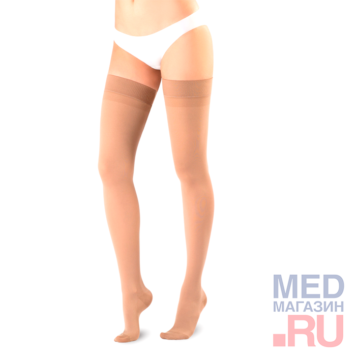 

Чулки компрессионные Ofa Classic на широкое бедро, 2 класс закрытый мыс, стандартные, бежевые, размер 2