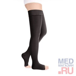 Чулки медицинские компрессионные c открытым носком LUOMMA IDEALISTA  Swiss ID-342, 1 класс компрессии, черные