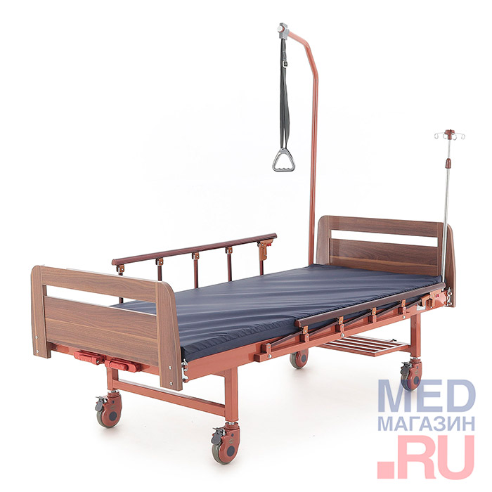 Кровать медицинская механическая c матрасом Е-8 ЛДСП, Med-Mos