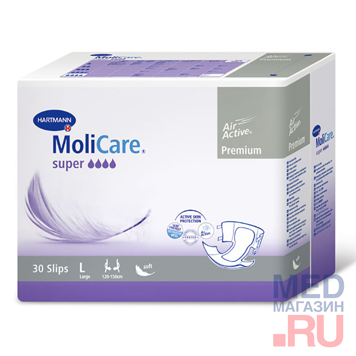 Подгузники Molicare Premium soft Super воздухопроницаемые (30 шт/уп) (169650, M)