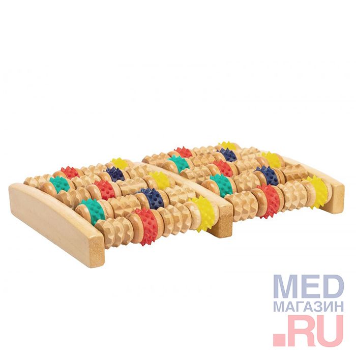 Массажер деревянный с резиновыми роликами KZ 0484