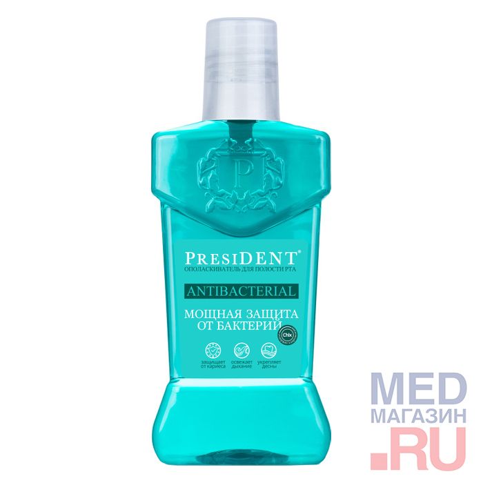 Жидкость для ирригатора, ополаскиватель PresiDENT Antibacterial Мощная защита