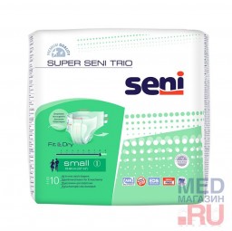Подгузники SUPER SENI TRIO для взрослых, Small,10шт/уп
