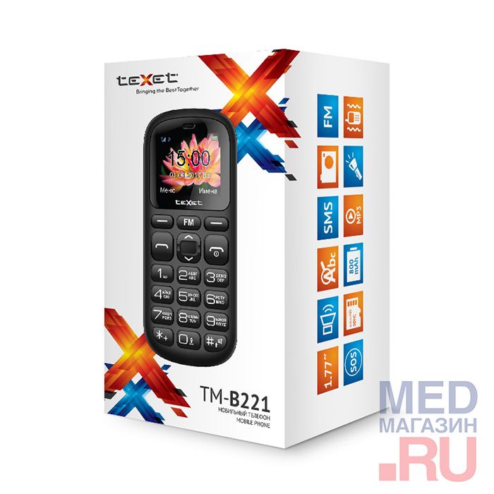 Мобильный телефон teXet TM-B221, цвет черный