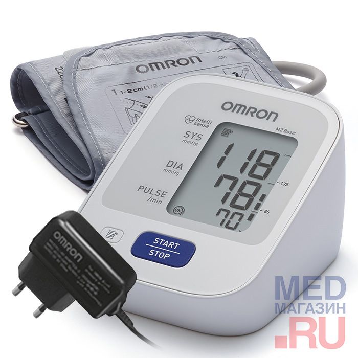 Автоматический тонометр Omron M2 Basic с адаптером и мажетой 22-42 см 
