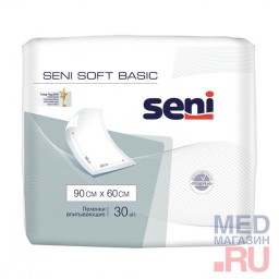 Пеленки SENI SOFT BASIC одноразовые, 90x60см, 30шт/уп Пеленки SENI SOFT BASIC одноразовые, 90x60см, 30шт/уп
