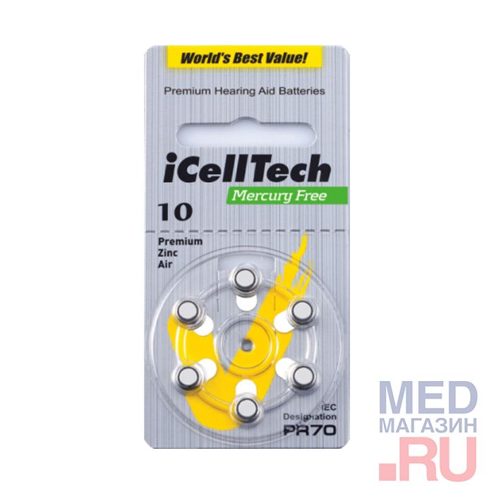 Батарейка воздушно-цинковая IcellTech (6шт) тип 10
