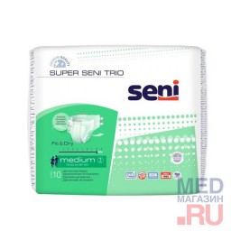 Подгузники SUPER SENI TRIO для взрослых, Medium,10шт/уп