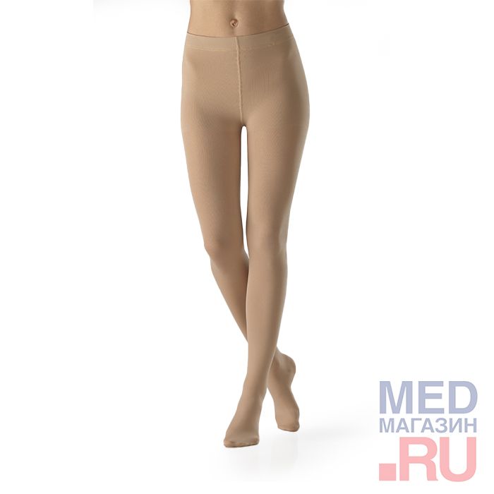 Колготки компрессионные Memory 2 класс, закрытый мыс, короткие, карамель