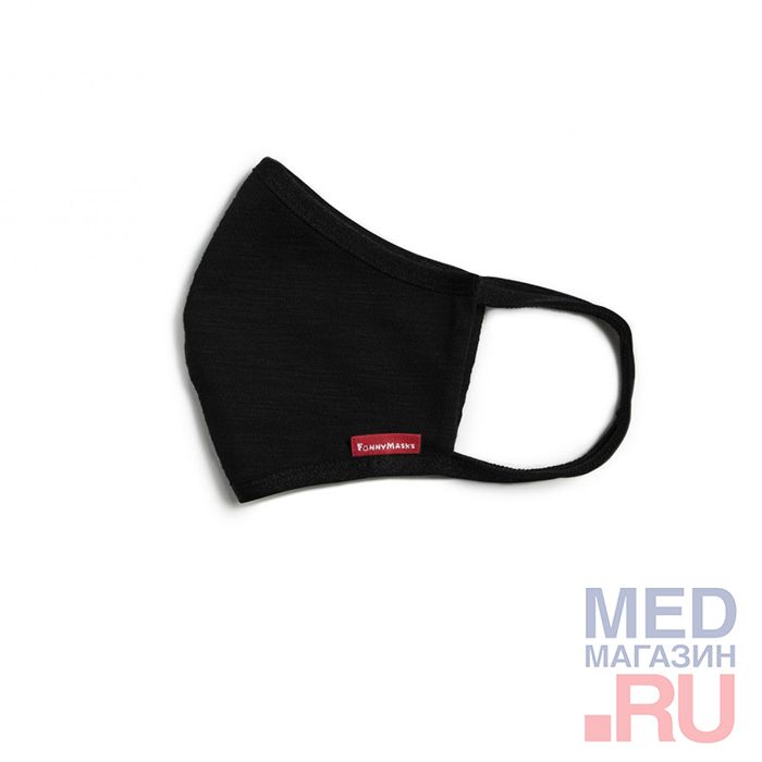 Маска многоразовая из хлопка Funny Masks, черная